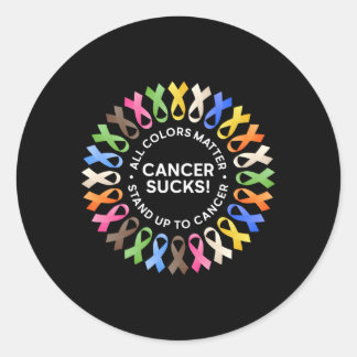 Sticker Rond Cancer Sucre Dans Chaque Couleur Cancer Ruban Coul