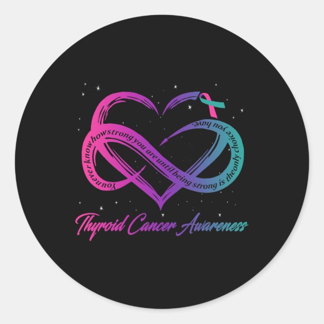 Sticker Rond Cancer Survivant Soutien Thyroïde Cancer Guerrier (Devant)