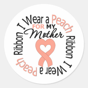Sticker Rond Cancer utérin je porte le ruban de pêche pour ma m