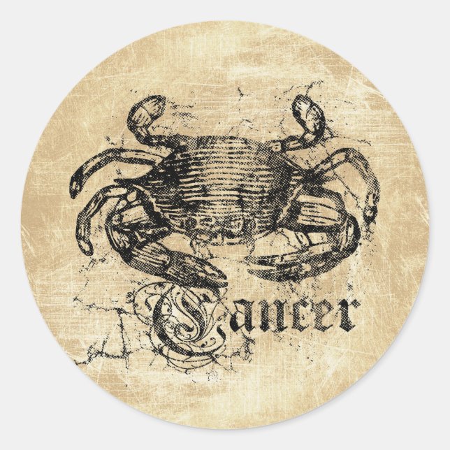 Sticker Rond Cancer vintage du zodiaque (Devant)