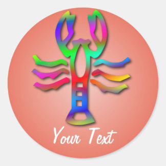 Sticker Rond Cancer Zodiac couleur arc-en-ciel sur orange