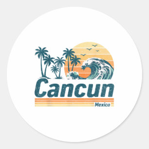 Sticker Rond Cancun Groupe Correspondant Famille Vacances Été