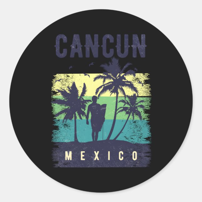 Sticker Rond Cancun Vacances Surf Mexique Cancun (Devant)