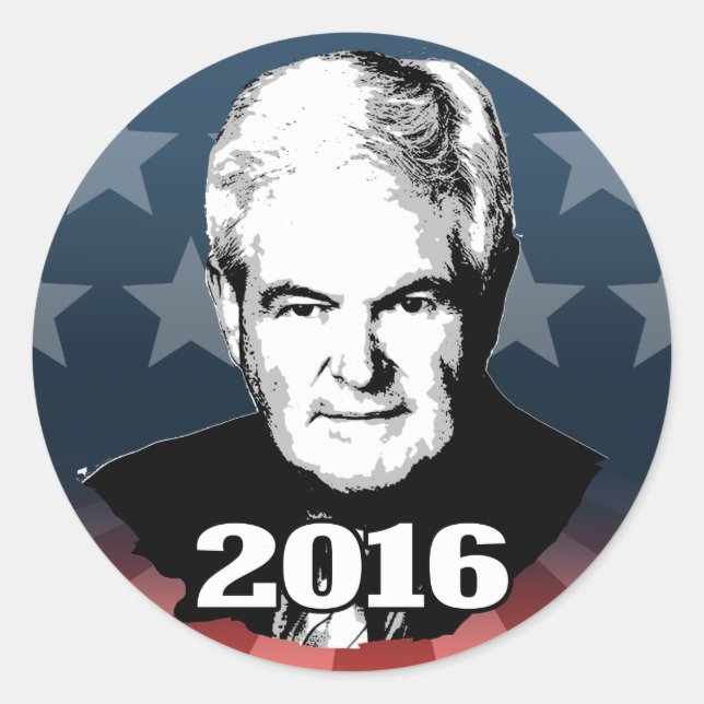 STICKER ROND CANDIDAT DE NEWT GINGRICH 2016 (Devant)