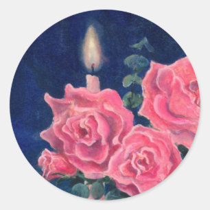 Sticker Rond CANDLE & ROSES par SHARON SHARPE
