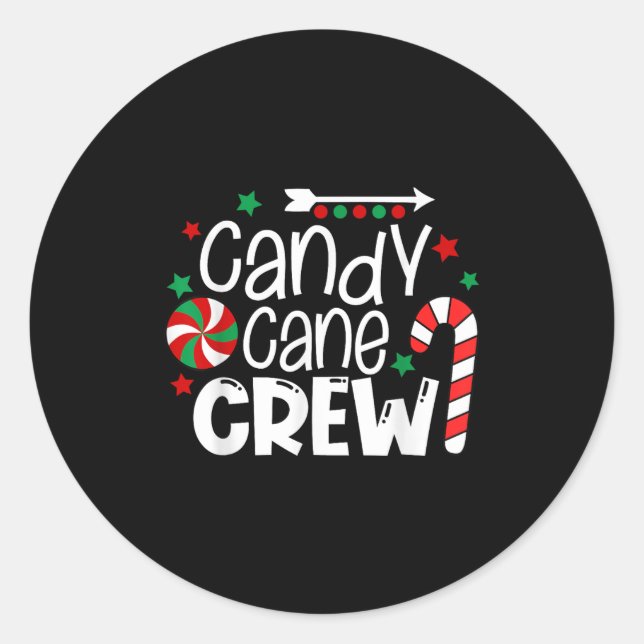 Sticker Rond Candy Cane Crew Christmas Xmas Love Candy Boys Gir (Devant)