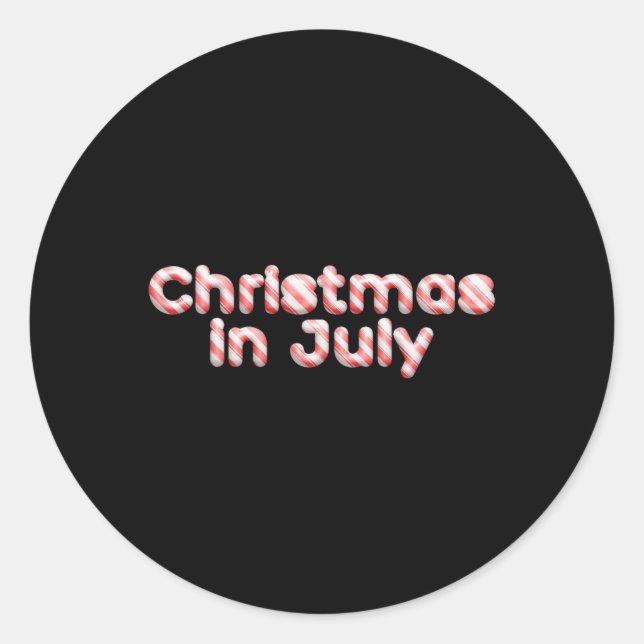 Sticker Rond Candy Cane Tygraphy Christmas In July T Shirt  (Devant)