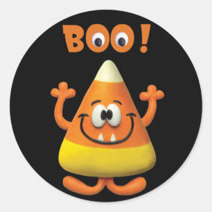 Sticker Rond Candy Corn Halloween Boo Party