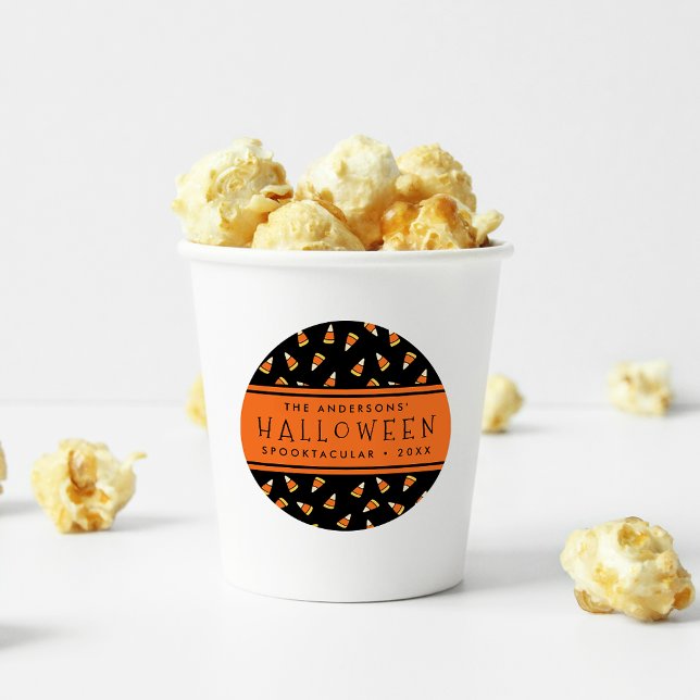 Sticker Rond Candy Corn Personnalisé Halloween Party (Créateur téléchargé)