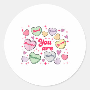 Sticker Rond Candy doux Coeurs doux Enseignant Valentines Jour