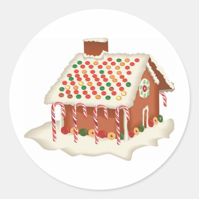 Sticker Rond Candy Gingerbread Cottage Noël (Devant)