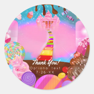 Sticker Rond Candy Land Party Imaginaire Candy Cupcakes Favoris