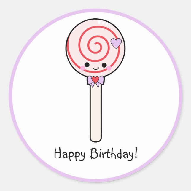 Sticker Rond Candy Lollipop Joyeux anniversaire (Devant)