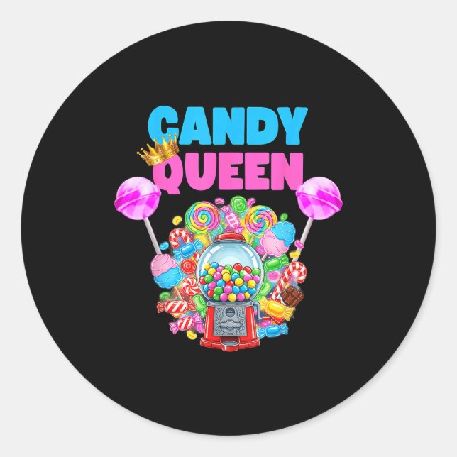 Sticker Rond Candy Queen Shirt Funny Lollip Candy Lover Humor  (Devant)