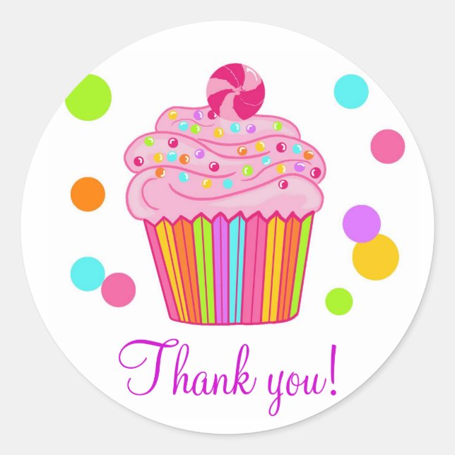 Sticker Rond Candy Surprise Cupcake (Devant)