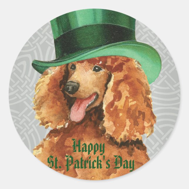 Sticker Rond Caniche du jour de St Patrick (Devant)