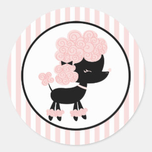 Sticker Rond Caniche français de dessin animé