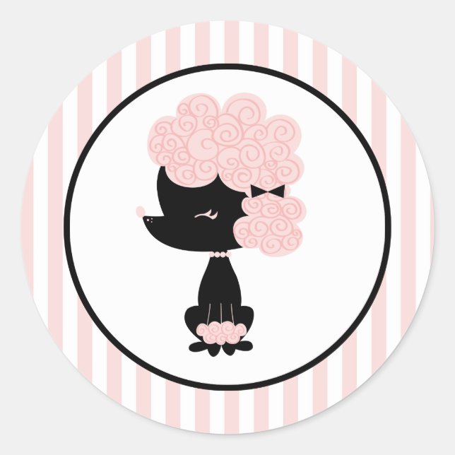 Sticker Rond Caniche français de dessin animé (Devant)
