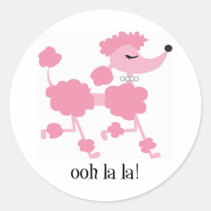 Sticker Rond caniche rose