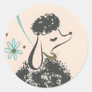 Sticker Rond Caniche vintage