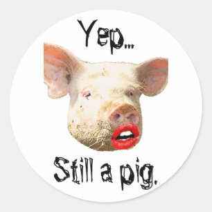 Sticker Rond Canne à lèvres sur un porc