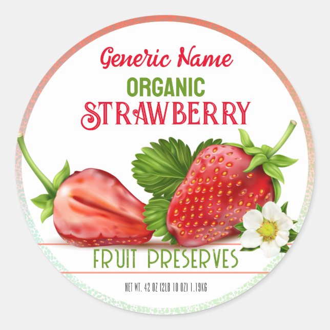 Sticker Rond Canne aux fruits de fraise (Devant)