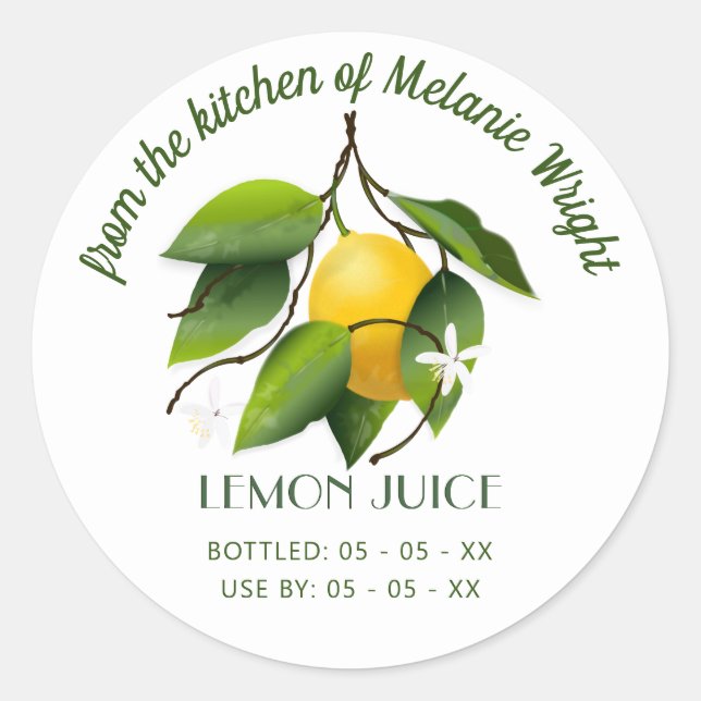 Sticker Rond Canne de fruits de citron (Devant)