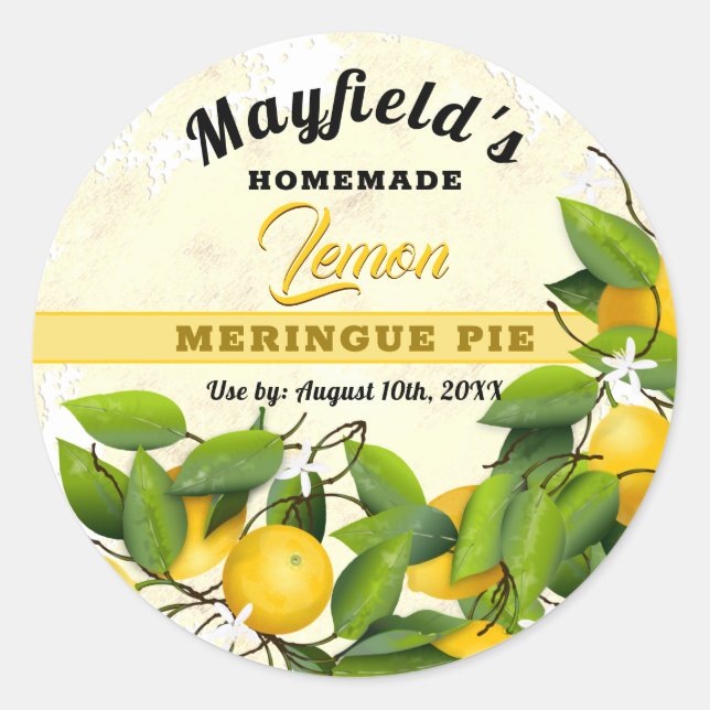 Sticker Rond Canne de fruits de citron | Jam Jar (Devant)