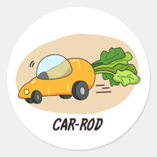 Sticker Rond Canne-voiture Funny Carrot Pun