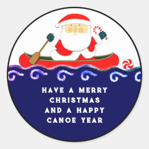 Sticker Rond Canoë de Noël
