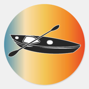 Sticker Rond Canoë vintage Kayak Paddle Sport aquatique