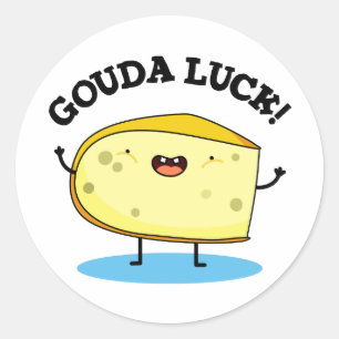 Sticker Rond Canon à fromage amusant Gouda Luck