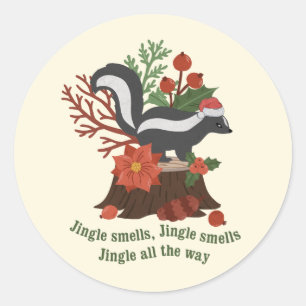 Sticker Rond Canon à Skunk de Noël : Odeurs de Jingle