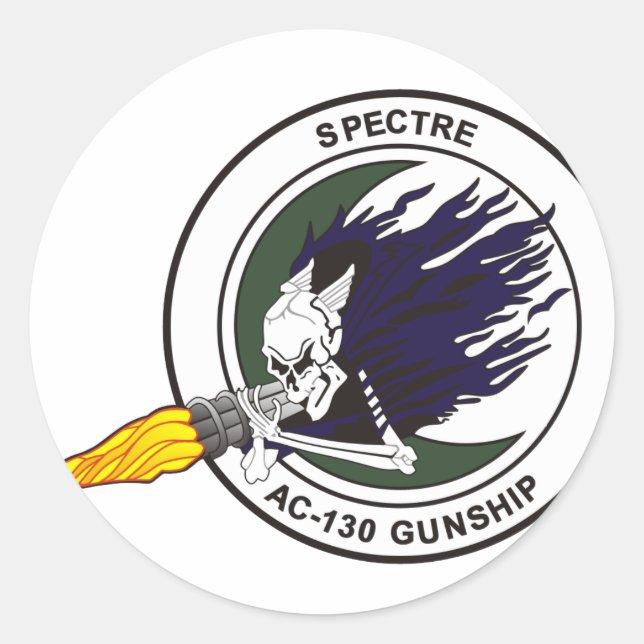 Sticker Rond Canonnière AC-130 Specter (Devant)
