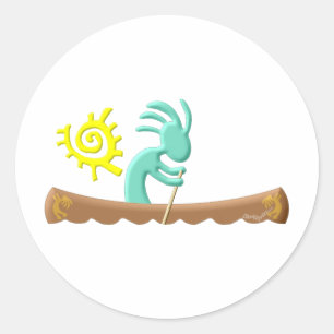 Sticker Rond Canot amérindien Kokopelli