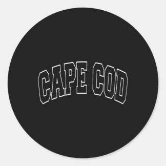 Sticker Rond Cape Cod Massachusetts Style Varsity Texte noir