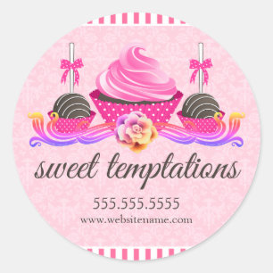 Sticker Rond Câpes à gâteaux et Cupcake Boulangerie Câbles