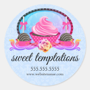 Sticker Rond Câpes à gâteaux et Cupcake Boulangerie Câbles