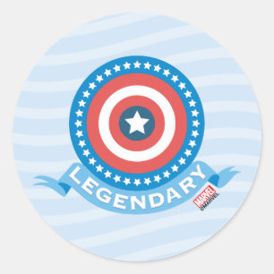 Sticker Rond Capitaine America "Légendaire" Bouclier patriotiqu