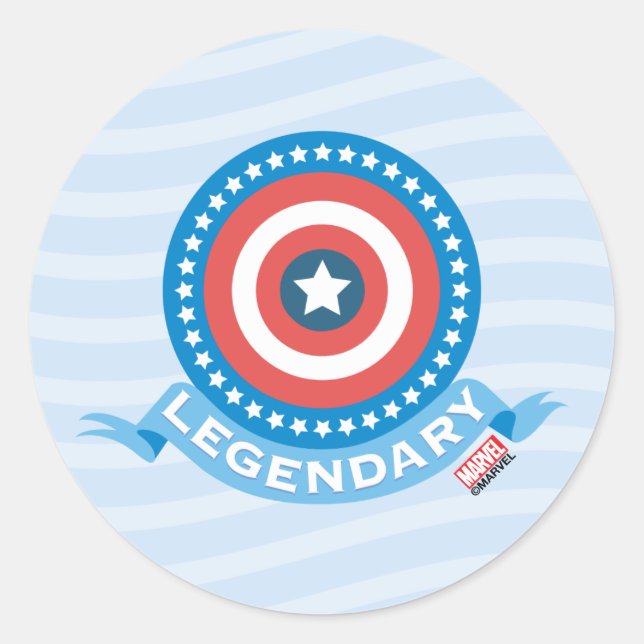 Sticker Rond Capitaine America "Légendaire" Bouclier patriotiqu (Devant)