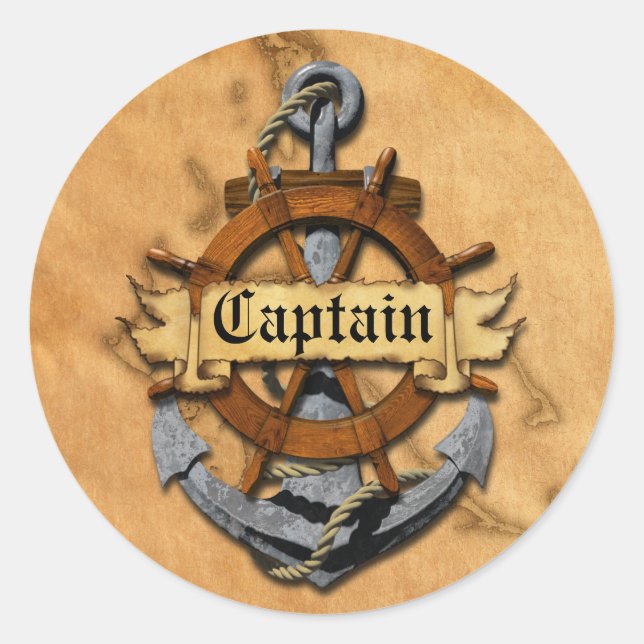 Sticker Rond Capitaine Ancre Et Roue (Devant)