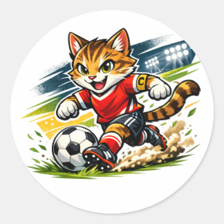 Sticker Rond Capitaine Chat : La Course de Foot