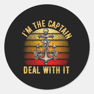 Sticker Rond Capitaine de bateau Hommes Femmes Drôle Bateau à v