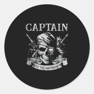Sticker Rond Capitaine du bateau spectacle pirate capitaine drô