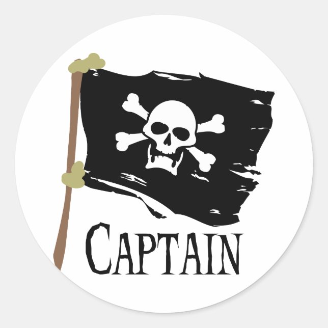 Sticker Rond Capitaine jolly roger (Devant)