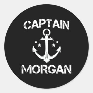 Sticker Rond Capitaine Morgan Funny Anniversaire Nom de famille