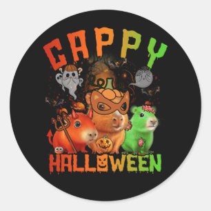 Sticker Rond Cappy Halloween mignon Capybara Devil Zombie Citro