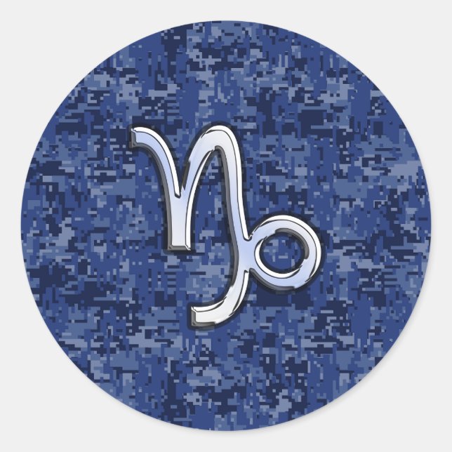 Sticker Rond Capricorn Zodiac Connexion bleu marine camo numéri (Devant)