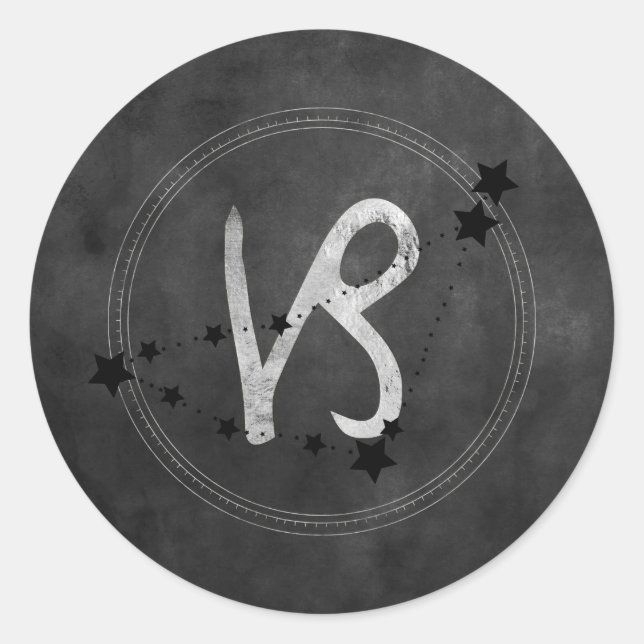 Sticker Rond Capricorne chèvre constellation zodiaque noir arge (Devant)