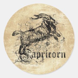 Sticker Rond Capricorne de Zodiac Vintage